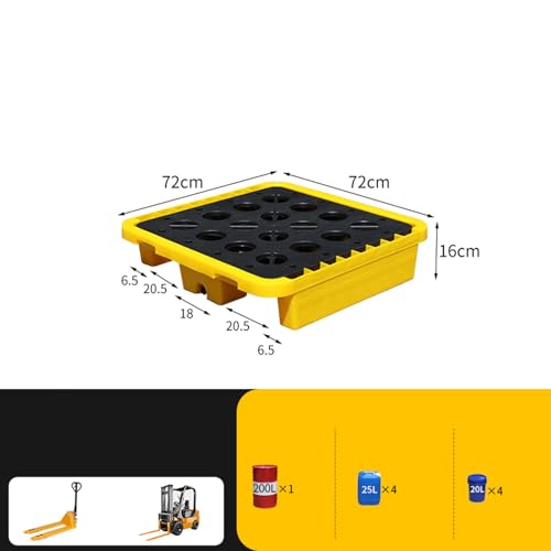 1pc Leak-Proof Polyethylene Drum Pallet with Drainage Grid - Stackable Spill Containment Tray for Oil Drums(72x72x16cm)