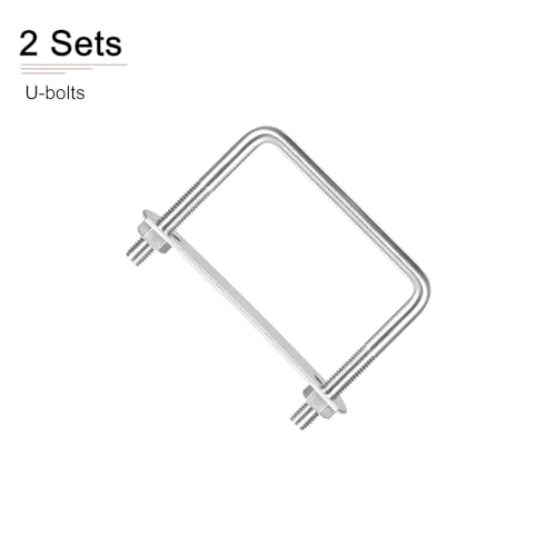 Image of DTGN M8x80x70mm(ThreadxWxL) Square U Bolt - 2Pack - Good for Trailer Pipe Replacement Parts - 304 Stainless Steel U Shape Bolts