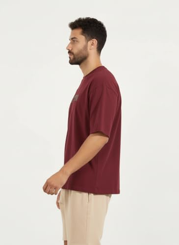 Image of FYLTR Men's Relaxed Fit Oversized T-Shirt | Cotton Blend | Round Neck and Half Sleeves Casual T-Shirt | Comfortable Summer Wear