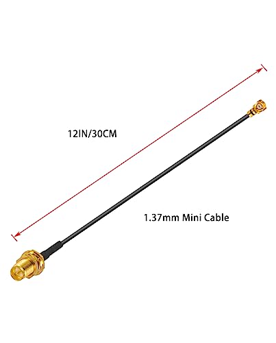 Vecys 2PCS U.F.L1 to RP-SMA Female Low Loss Coaxial Cable 12" /30CM U.F.L1 1.37mm Coaxial Pigtail Cable for Wireless Routers Mini PCIE Network Cards PCI Wi-Fi WAN Repeater - Image 2