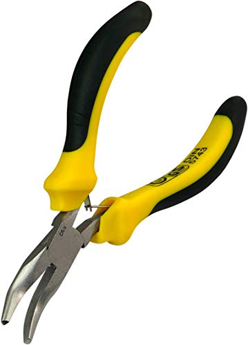 AERZETIX - Alicates Mini 130mm con Pico ángulo 45° - Extremo puntiagudo semi redondo - Alicates para Plegado/Torsión - Herramienta Manual - Mango Antideslizante Bi-Materia - DIN 5743 - /CR-V/ - C45841