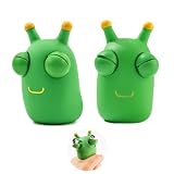 2 Stück Squeeze Spielzeug,Lustiges Graswurm-Pinch-Spielzeug, Stress Squeeze Spielzeug für Erwachsene, Neuheit Popping Out Eyes Squeeze Toy Pflanzliches Insekten Squeeze Spielzeug