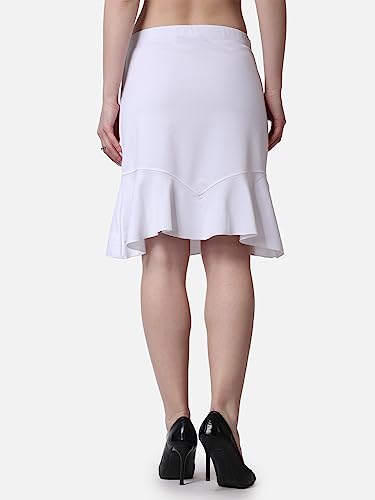 Image of POPWINGS Casual Twill Frill Knee Length Pencil Skirt for Women || Stylish Summer Skirt for Women || Knee-Length Skirt for Women || Semi-Formal Women Skirt