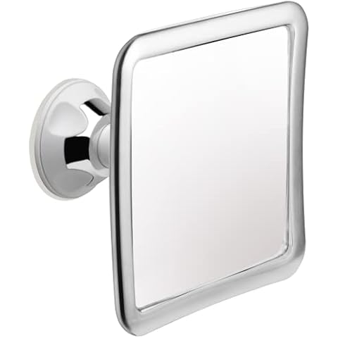 MIRRORVANA Fogless Shower Mirror for Shaving with Upgraded Suction, Anti Fog Shatterproof Surface and 360° Swivel, No Magnification, 6.3" x 6.3" (Chrome) Cover