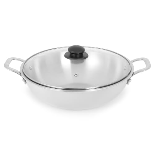 Image of HORNBILLS Triply Stainless Steel Kadai with Glass Lid, 1.8 L, 20 cm