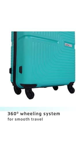 Image of Polypropylene Hard Shell 4 Wheels 360 Degree Safari Trolley Bag for Travel Small+Medium+Large (Teal Green, Set of 3), 70 cm