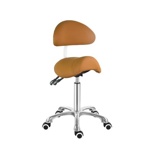 Image of Antlu Saddle Stool Chair with Back Support, Ergonomic Esthetician Stool Chair for Salon Tattoo Spa Medical Dentist Clinic (with Backrest, Camel)