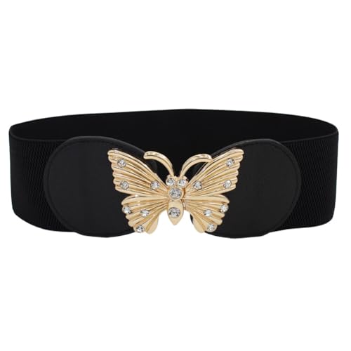 ikasus Vintage Belt, Elastic Women's Belt, Retro 50s Nurse Stretchy Belt With Silver Buckle & Clasp, Waist Elasticated Belt Type 1