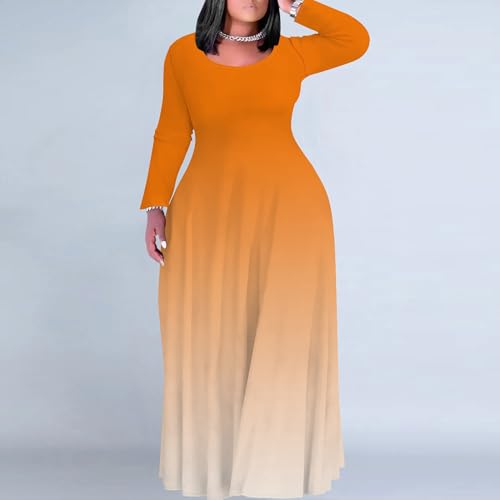 Image of PinkPatty Women's Plus Size Long Sleeve Maxi Dresses T Shirt Boho Sundress Fall Dress with Pockets