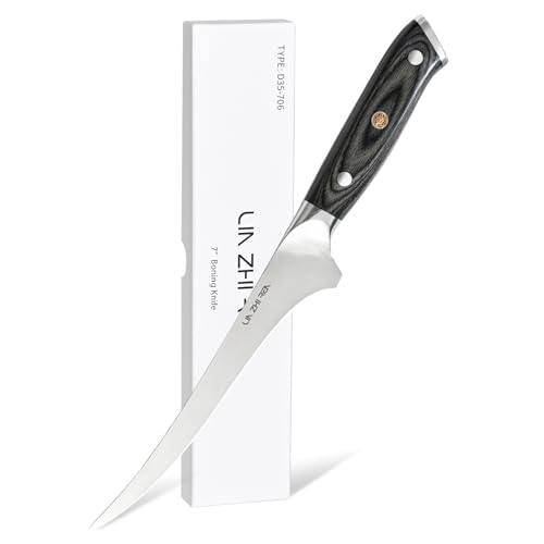 Fillet Knife 7 Inch, Super Sharp Boning Knife Constructed from Superior Stainless Steel with Ergonomic Handles, Professional Filleting Knives for Meat Poultry Cutting