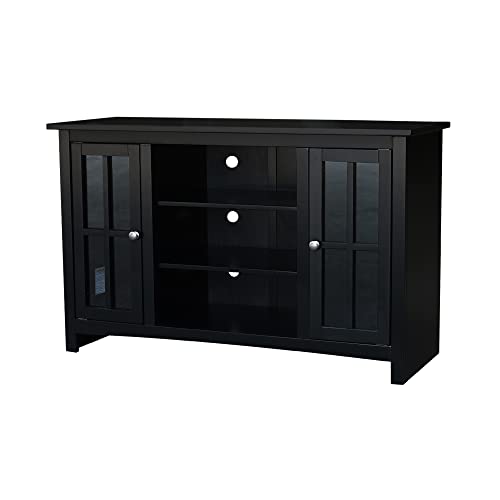 IC International Concepts Soporte de TV de 48 pulgadas, centro de entretenimiento con 2 puertas, estantes ajustables, construcción de madera resistente, ideal para sala de estar y sala multimedia