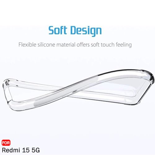 Image of TheGiftKart Crystal Clear Back Cover Case for Mi Redmi 15 5G | Shockproof Soft TPU Case | Cushioned Edges for Ultimate Protection Back Cover Case (TPU, Transparent)