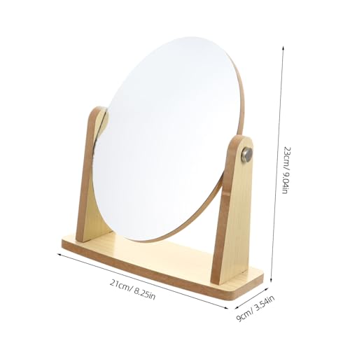 Espejo de tocador plegable de bambú portátil para maquillaje miniatura 2