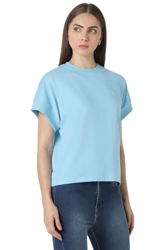 Image of Van Heusen Women's Cotton Regular Fit Half Sleeve Crew Neck Casual Regular Comfort Fit T-Shirt