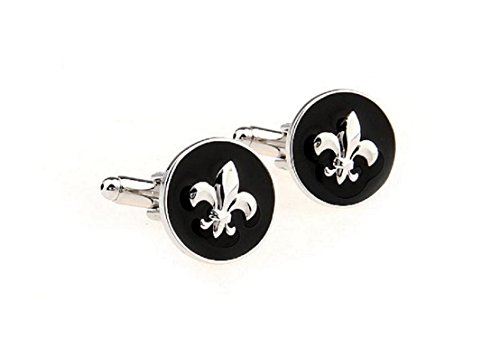 Mrcuff Fleur De Lis Raised Emblem Pair Cufflinks In A Presentation Gift Box & Polishing Cloth (Fleur Br) #TOP2