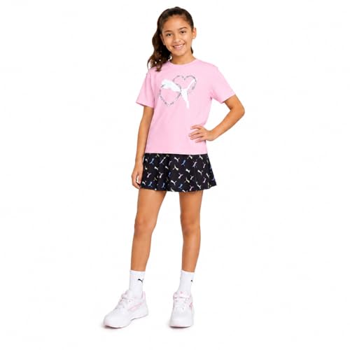 Image of PUMA Girls Athletic Skort Set - 2 Piece Workout Set Active Skirt with Shorts & Short Sleeve T-Shirt Girls Athletic Outfit