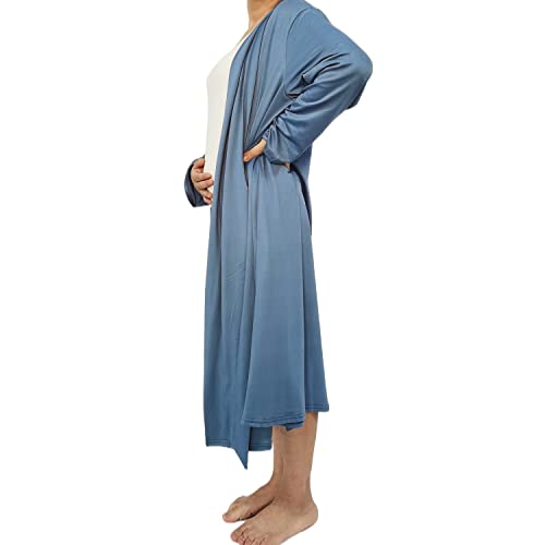 Image of SUFEINI Maternity Robe and Matching Baby Swaddle Blanket Set, Mommy Robe with Receiving Blanket Girls Boys Sleepwear