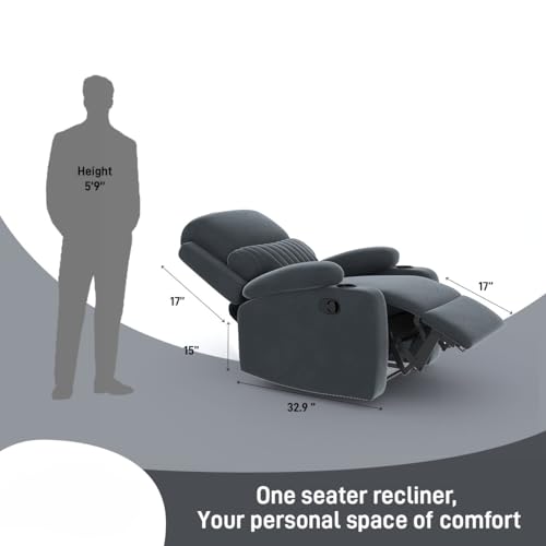 Image of Amazon Brand - Solimo Orleans | Single Seater Sofa Recliner | Manual Recliner (Velvet Grey)