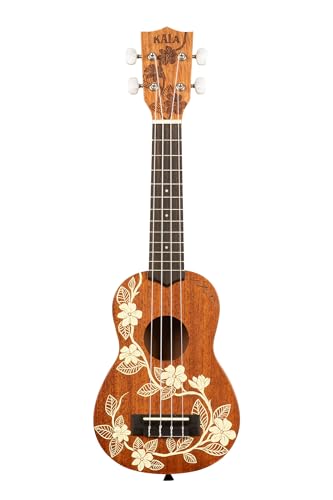 Kala Gardenia Soprano 4-String Ukulele, Stained Mahogany, Ivory Graphic (Right)