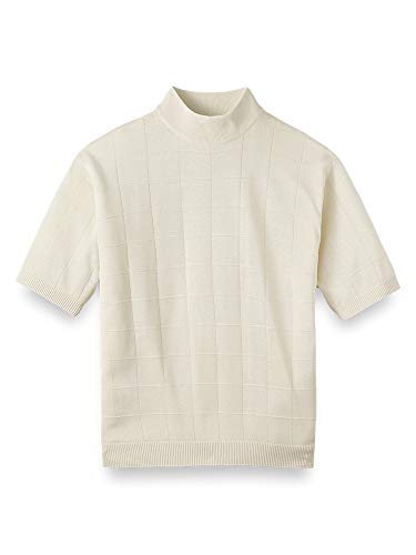 Paul Fredrick Men's Spun Silk Short Sleeve Mock Neck Sweater Ivory Large KMP321S