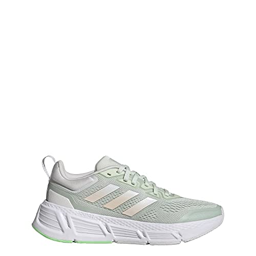 Image of adidas Womens Questar Sneaker, linen green/dash grey/bliss orange, 8