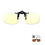 Blue Light Filter Clip On Glasses,Shileded Blue Light Blocking Computer/Gamer Glasses Flip Up Anti Eye Strain UV Protection with Amber Tint Lens-FDA Registered(Yellow+Brown)