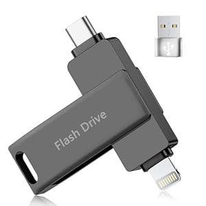 [Ohne App] USB Stick 512GB für iPhone MFi-zertifizierter, Lncnnk 3 in 1 Flash-Laufwerk, Lightning USB 3.0 Speicherstick Fotostick, USB C Stick für iPhone/iPad/OTG Android Handy/Mac/PC, Schwarz