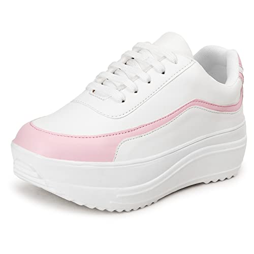 Image of Vendoz Women White Casual Stylish Sneakers