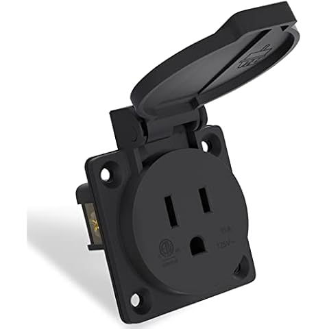 STARELO 15Amp Power Outlet Receptacle NEMA 5-15R with Cover,125Volt 2 Pole 3Wire ,Weatherproof, Dustproof and Radiation Proof Power Outlet for Outdoor Use,ETL Listed. Cover