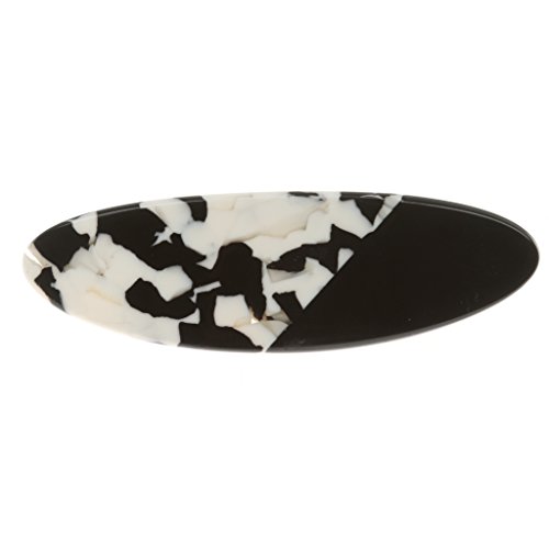 MagiDeal Fashion Acrylic Oval Flat Spring Hair Barrette Clip Hairpin Headpiece - Black White, Approx. 9.5 x 2.5 cm / 3.74 x 0.98 inch
