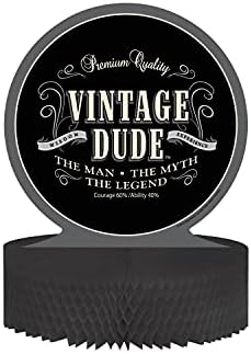 Creative Converting Vintage Dude Birthday Centerpiece with Honeycomb Base , 9" in * 11.75" in