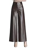 Pantalones De Cuero Mujer 1 pantalón de Piel sintética for Mujer, Estilo Elegante, Largo y cálido, for otoño e Invierno(Coffee,4XL)