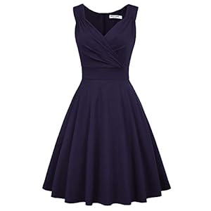 GRACE-KARIN-Womens-50s-60s-Vintage-Sleeveless-V-Neck-Cocktail-Swing-Dress GRACE KARIN Elegant Cocktail Dress for Women Wrap A-line Short Bridesmaid Dress Navy Blue L