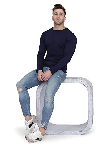 Image of Self Design Men Full Sleeve Round Neck Multicolor T-Shirt (Pack of 2)