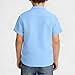 Boys Linen Henley Shirts Short Sleeve T-Shirts Summer Tee Tops Solid Color Button Up Blouse for Kids 5-15 Years Light Blue