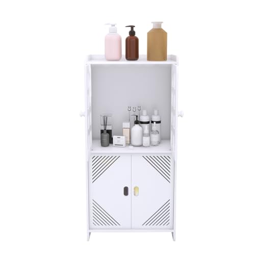 Mueble de almacenamiento pequeño para inodoro, soporte para papel higiénico, columna, armario de baño, armario, estante ajustable, 30 x 22 x 75 cm (B) blanco