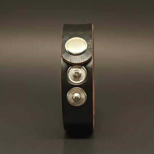 Image of THE MEN THING BLAZEFIT STRAP - 18mm Genuine Leather Bracelet with Stainless Steel Stud Button Closure for Men & Boys (6.6 /7.1 /7.6 inch)