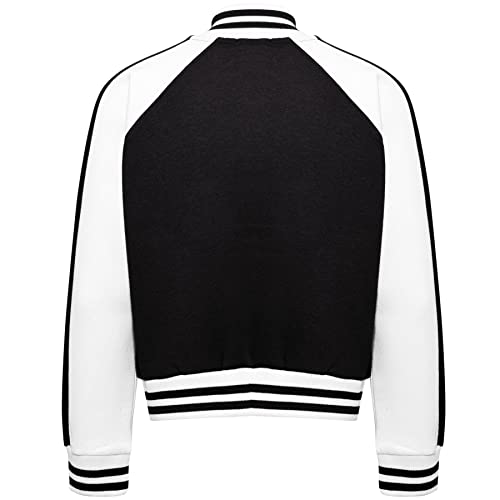 Baseball Contrast Jacket Varsity Style Coat - B.B Plain Jacket 002 Black 11-123