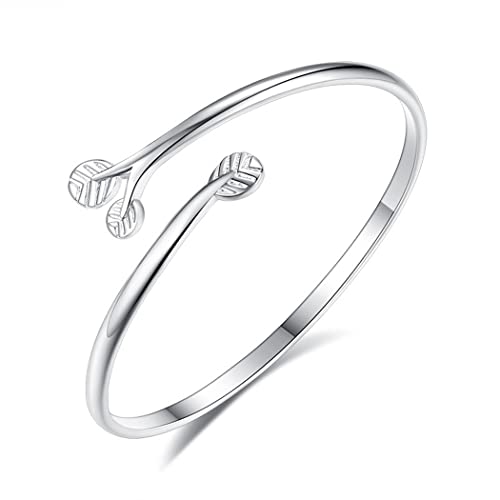 Branets Bracelet porte-bonheur en forme de trèfle - Argent - Réglable - Pour femme et fille Cover