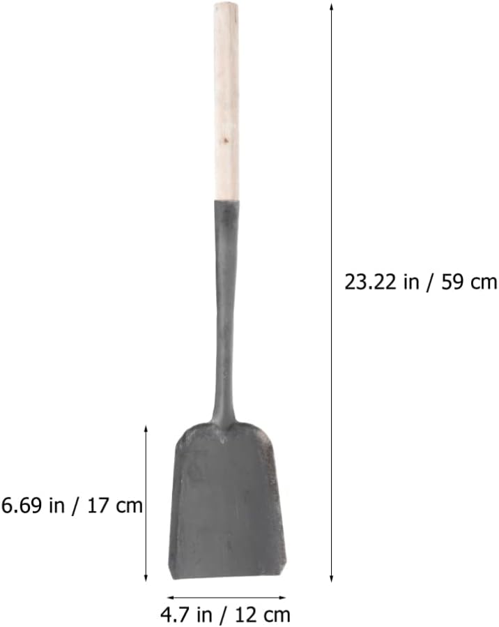 Yardwe Long Fireplace Shovel 2pcs Wood Handle Ash Pan BBQ Charcoal Ash Poker Scoop Gardening Shovel Snow Shovel Multi Function Shovel for Charcoal Pellet Grill Tools