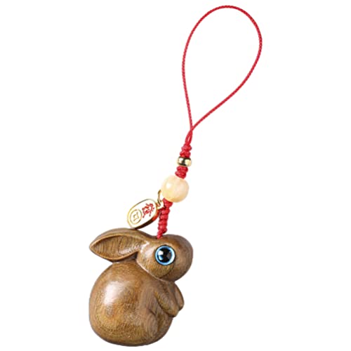 ABOOFAN Wooden Rabbit Phone Charm Pendant 1.41X1.25 Inch Mobile Phone Strap Keychain Cute Bag Hanging Decoration for Women and