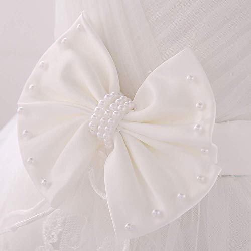 Obeeii Baby Girl Christening Baptism Dress Toddler Flower Embroidery Tutu Gown Boutique First Holy Communion Photoshoot White 18-24 Months #TOP4