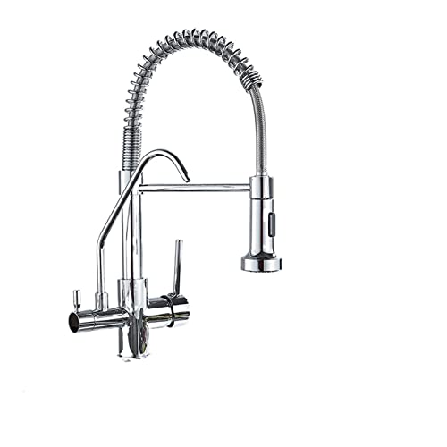 Robinet de cuisine double bec gris haut de gamme mitigeur extracteur - 2