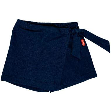 Kit 2 Saias Shorts Infantil Jokenpô Nó Tie Dye Rosa + Malha Jeans Azul
