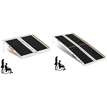 Bundled 2FT 5FT Ramp for Wheelchair for Home Steps, gardhom 800Lbs Load Capacity Anti-Slip Aluminum Portable Folding Handicap Ramp for Home Entrance Threshold Doorways Stairs Curbs Scooter