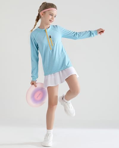 Image of Angel season Boys Girls Long Sleeve Shirts Breathable Moisture Wicking Athletic Activewear T-Shirt for Kids, 5-14 Years