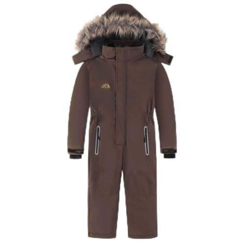 Image of AFILOK Kid's Winter Overalls Ski Suits Boy's and Girl's Waterproof Snowboard Jumpsuits One Piece Snowsuit Jackets Coats