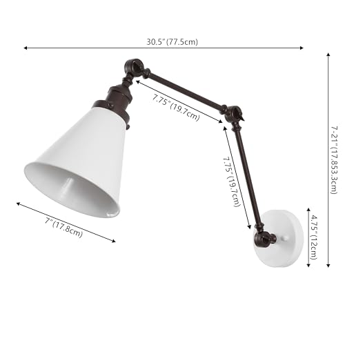 Image of JONATHAN Y Rover 1-Light Wall Sconce 7 inch, White /Oil Rubbed Bronze, Set of 2