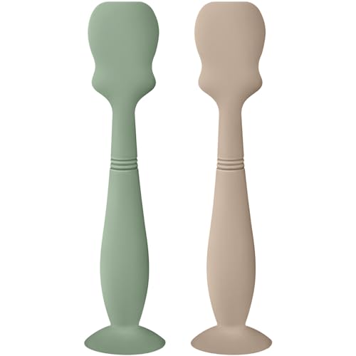 Image of Large Size Baby Diaper Cream Spatula Applicator Soft Silicone Baby Butt Paste Spatula (2Pack, Natura/Sage)