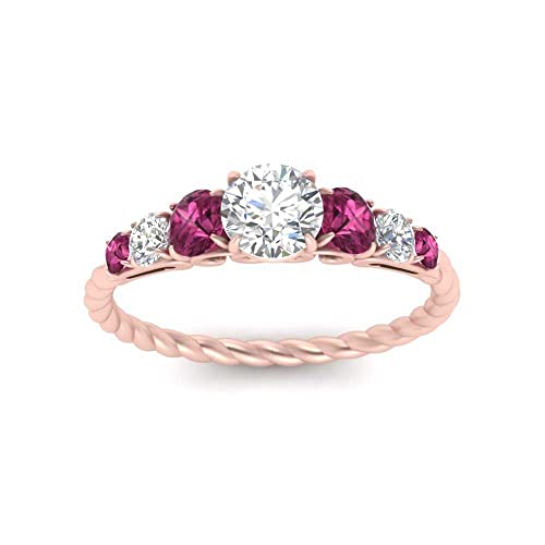 Bague ronde antique en plaqué or rose avec pierre précieuse personnalisable pour femme